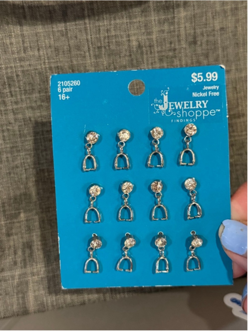 The Jewelry Shoppe Silver Clear Crystal Earring Findings One Size